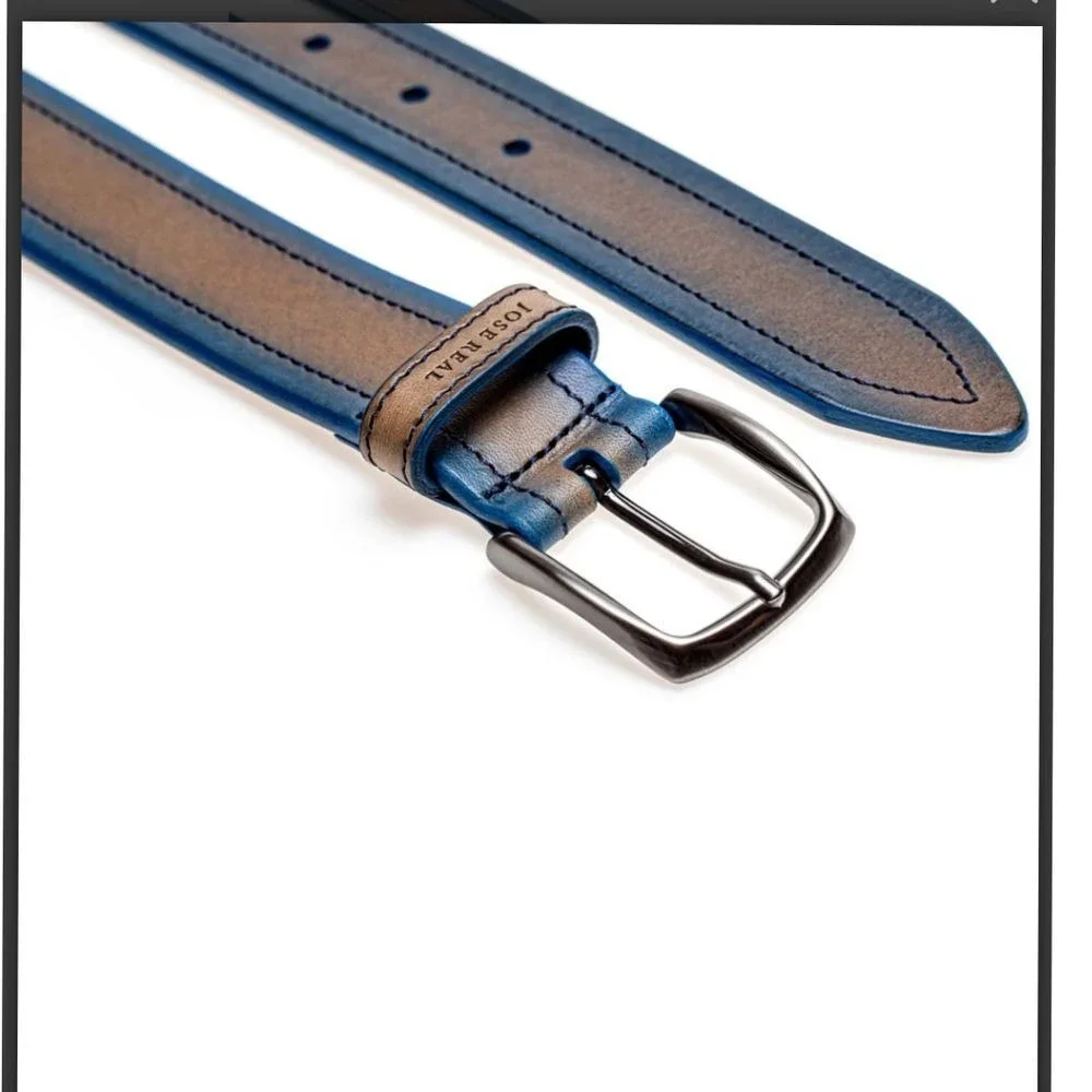 Jose Real Premium Leather Belt Brown and Blue Dress Belt Designer‎ Luxury 40S